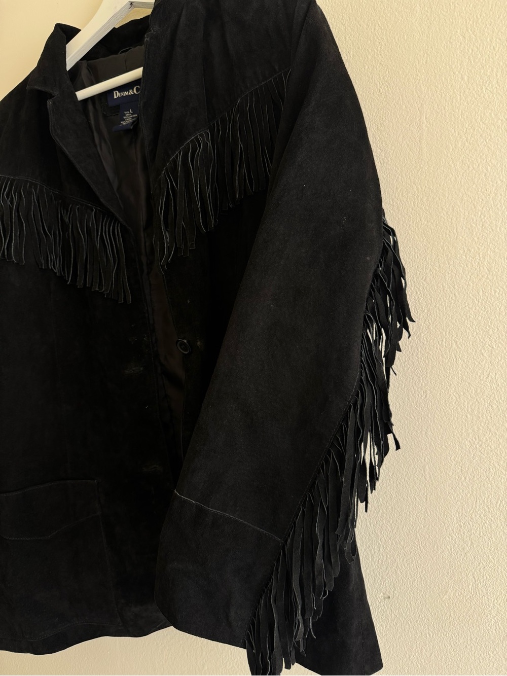 Denim&Co Black Suede Fringe Jacket - Picture 4 of 6
